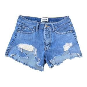 RSQ Vintage High Rise Light Wash Extreme Thigh Rip Jean Shorts Women’s Size 25
